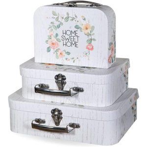 Luggage Décor: Set of 3 Paperboard Suitcases, Decorative Cardboard Storage Boxes